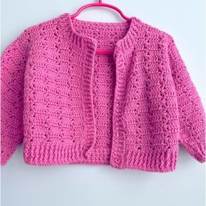 Pink Sweater Crystal buttons Sweetest little homemade sweater